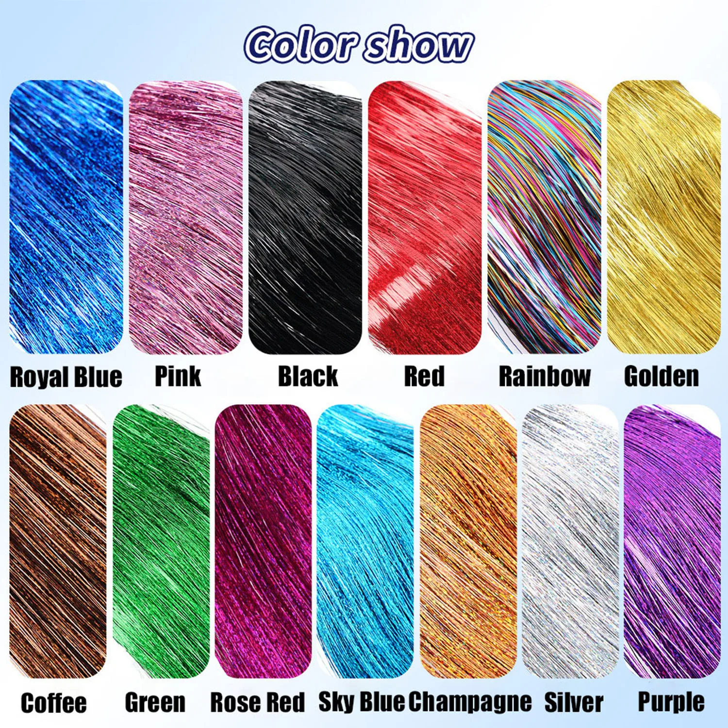 50pcs Synthetic I Tip Tinsel Hair Extensions Glitter Tinsel Hair Fairy Hairpieces Party Dazzle Hair Accessories For Women Girls image 4