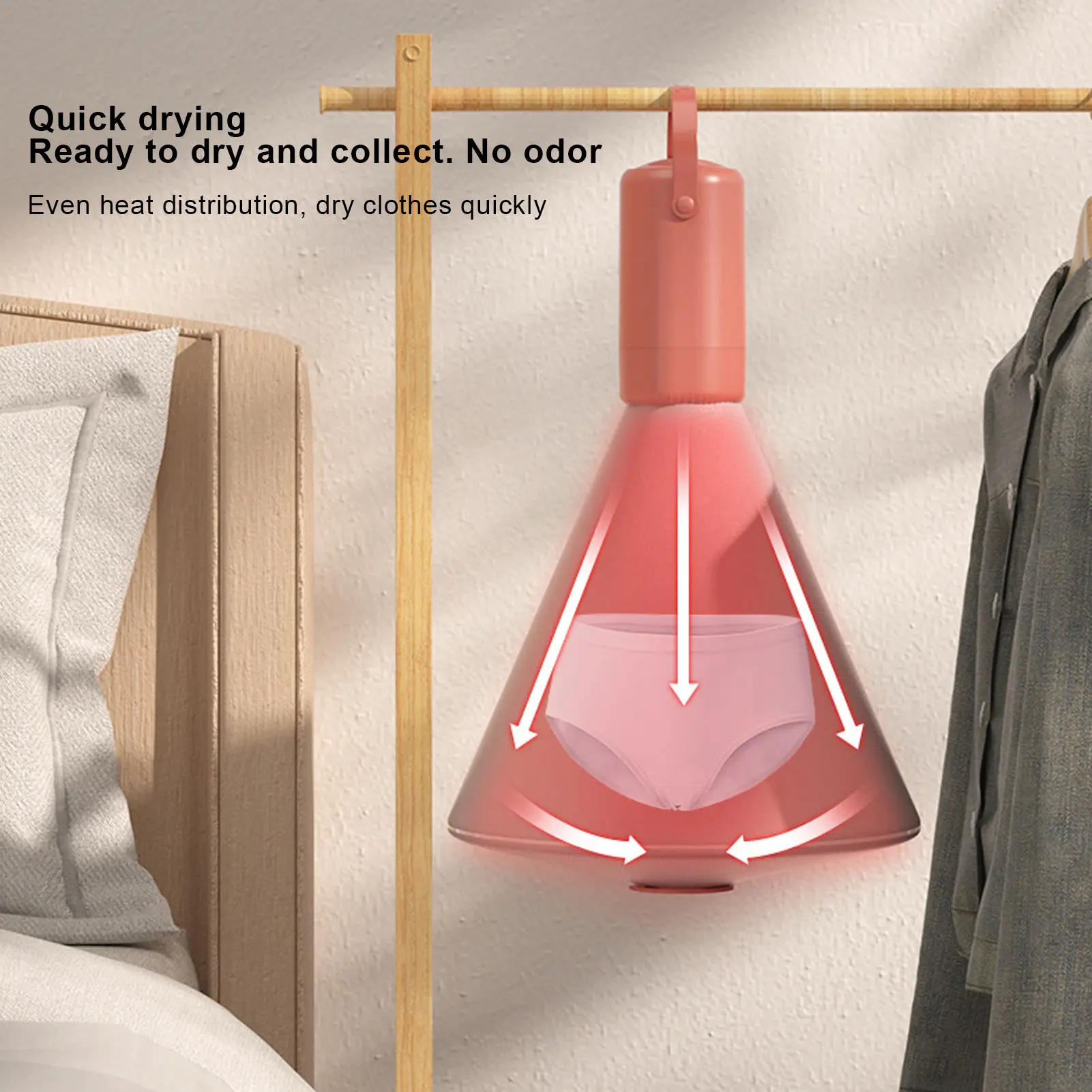 مجفف ملابس محمول مدمج 110 فولت 200 وات برتقالي للسفر والمنزل للاستخدام بقابس أمريكي