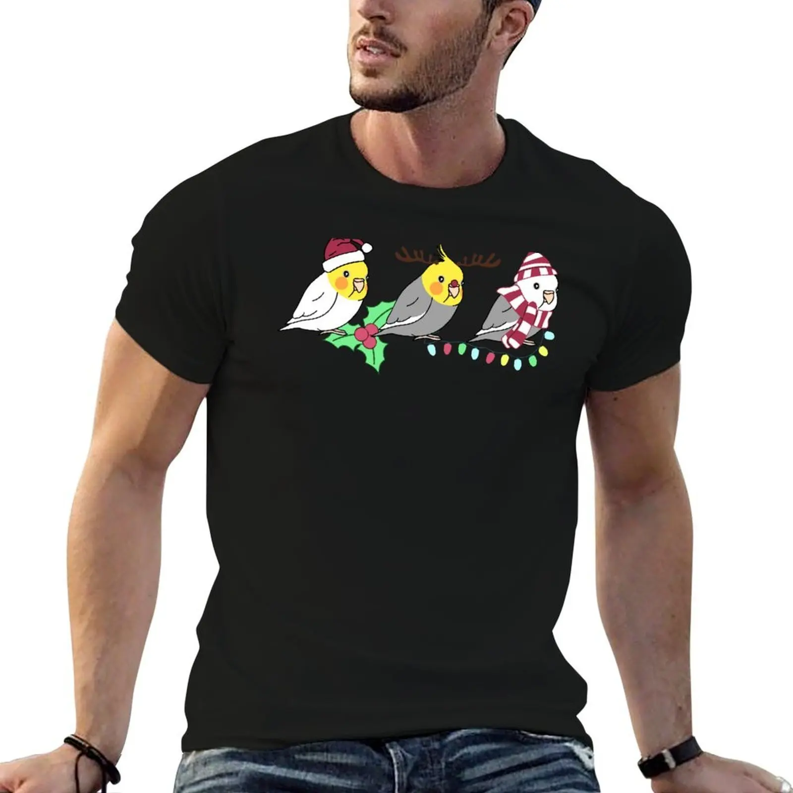 Chubby Cockatiels Christmas decorations T-Shirt man t shirt designer cotton tshirt 100% t shirts for man graphic tees T-shirt
