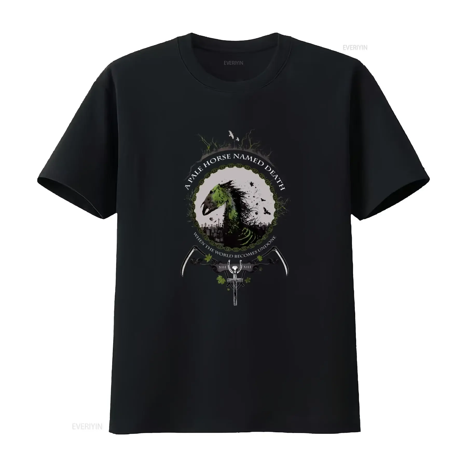A Pale Horse Named Death T Shirt  Cotton Black for Men S 5XL When the World Becomes Undone Design with Grim Reaper Elements