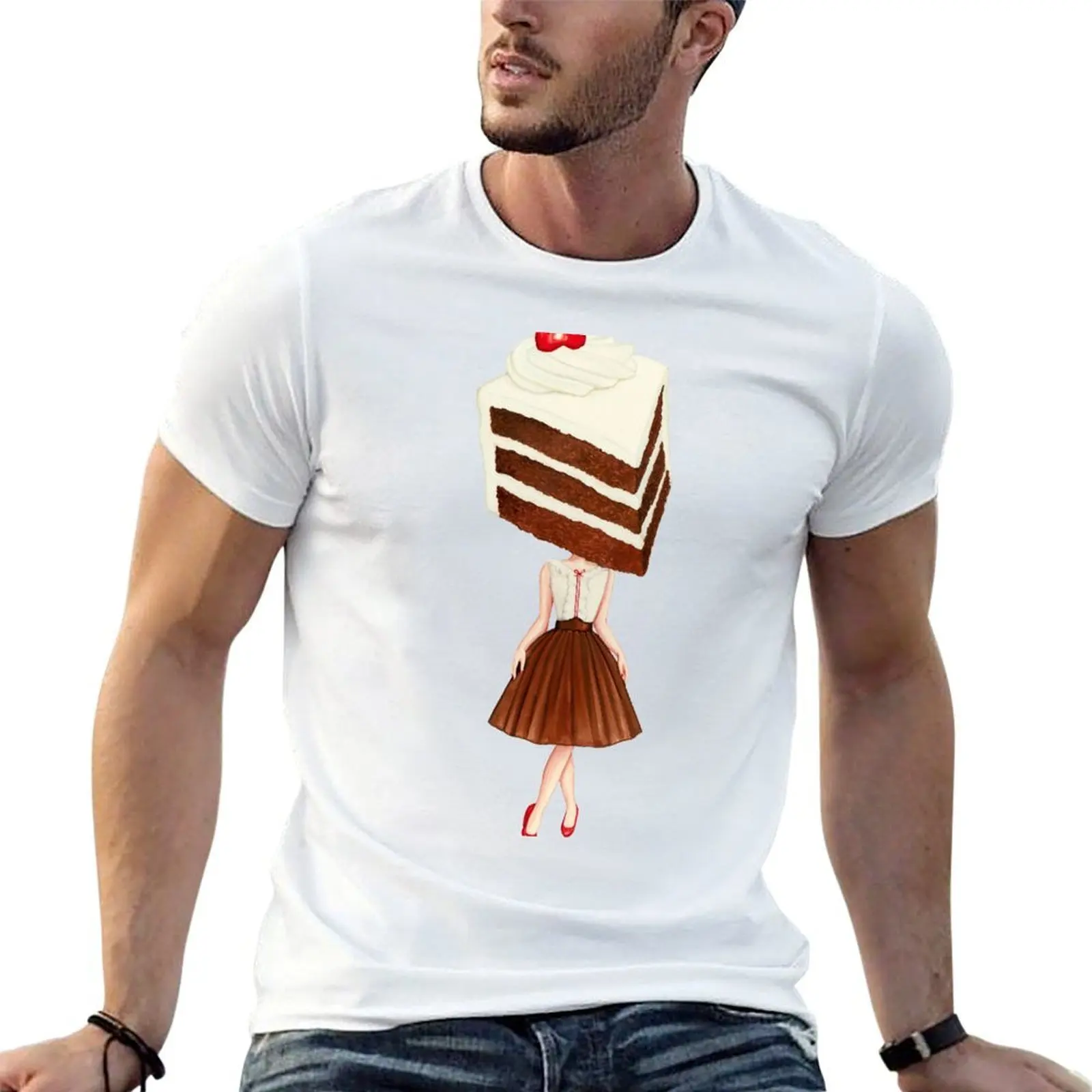 

Cake Head Pin-Up : Chocolate Cherry T-Shirt men t shirt cotton 100% anime tshirt T-Shirt