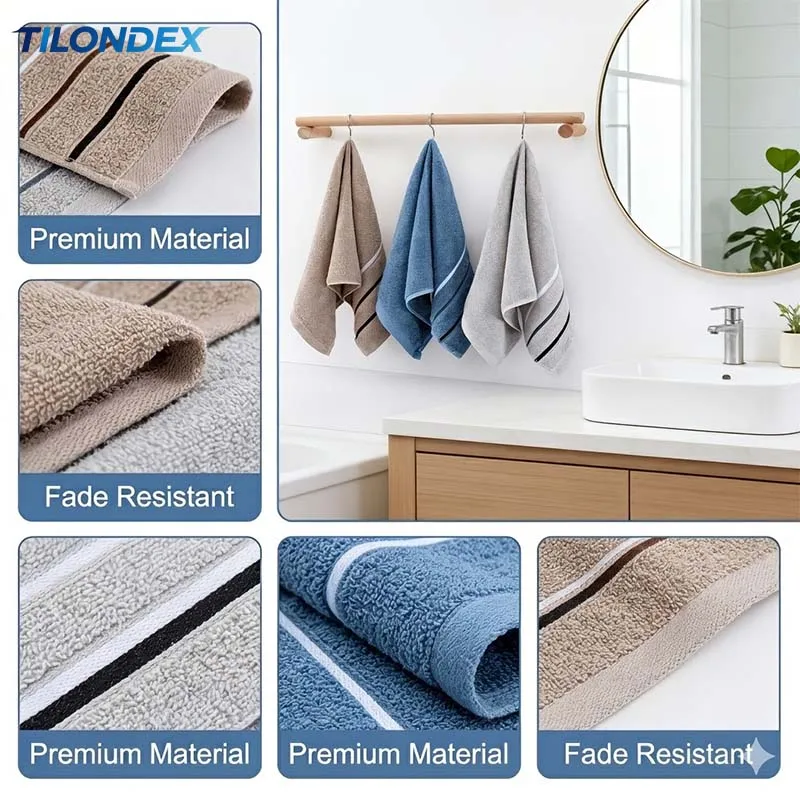TILONDEX Soft Skin-Friendly Thickened Towel | Strong Water Absorption | Easy Brown, Blue, Or Gray, Bathroom Hand Towel Face Wash