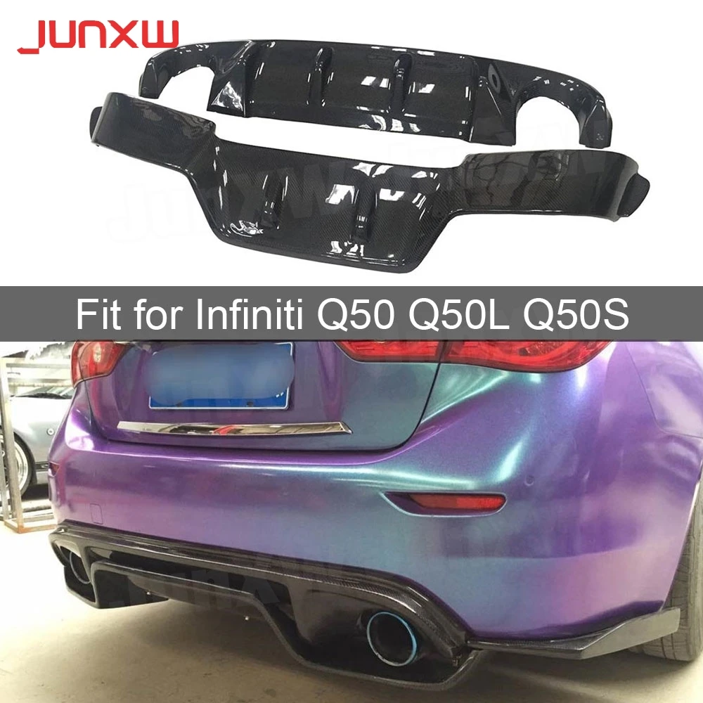 

Carbon Fiber Car Racing Rear Lip Diffuser Spoiler Bumper Protector For Infiniti Q50 Q50L Q50S 2014 2015 2016 2017 J Style