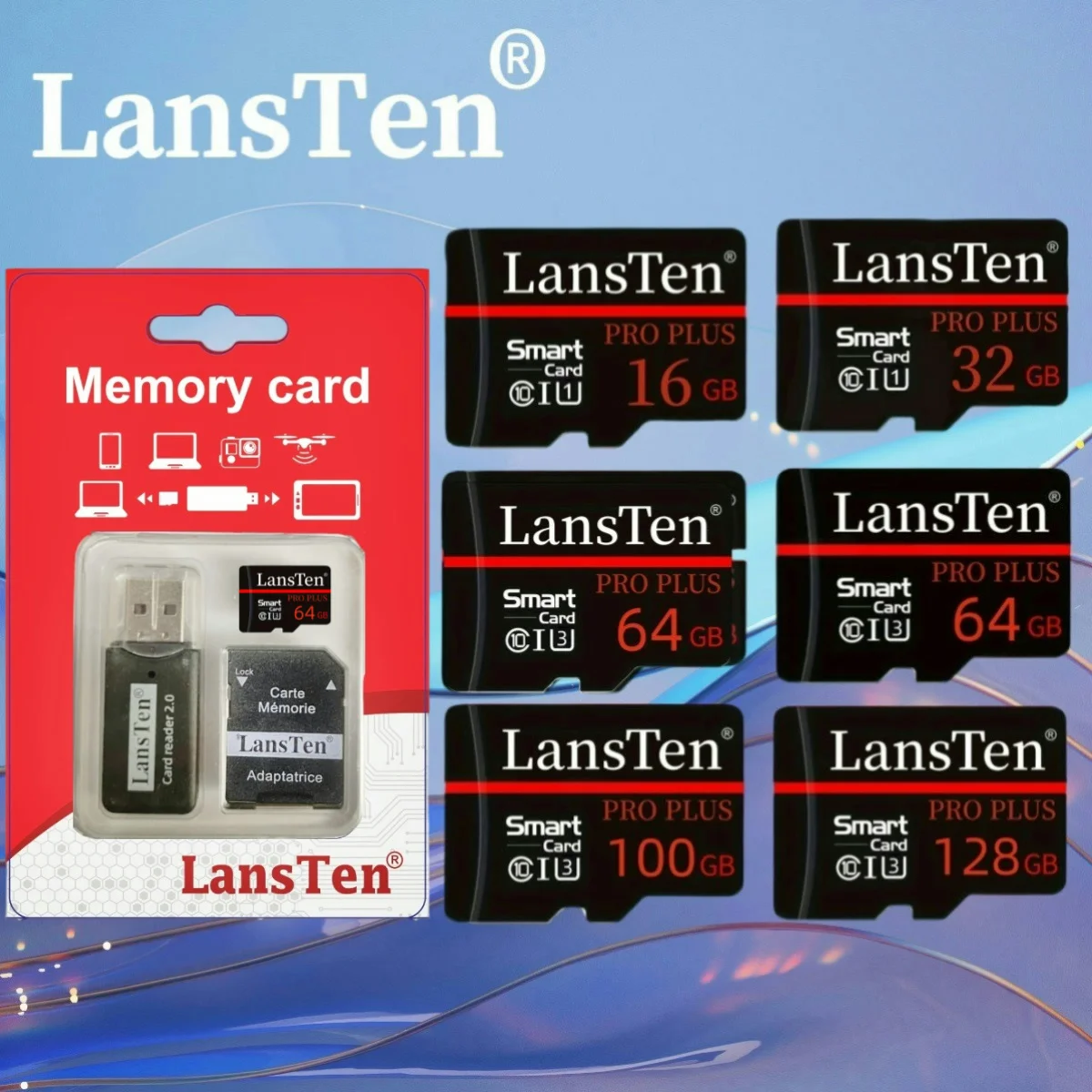 

Memory Card 16GB 32GB 64GB 128GB High Speed Flash Memory Card C10/U3 Memory TF Card With card reader