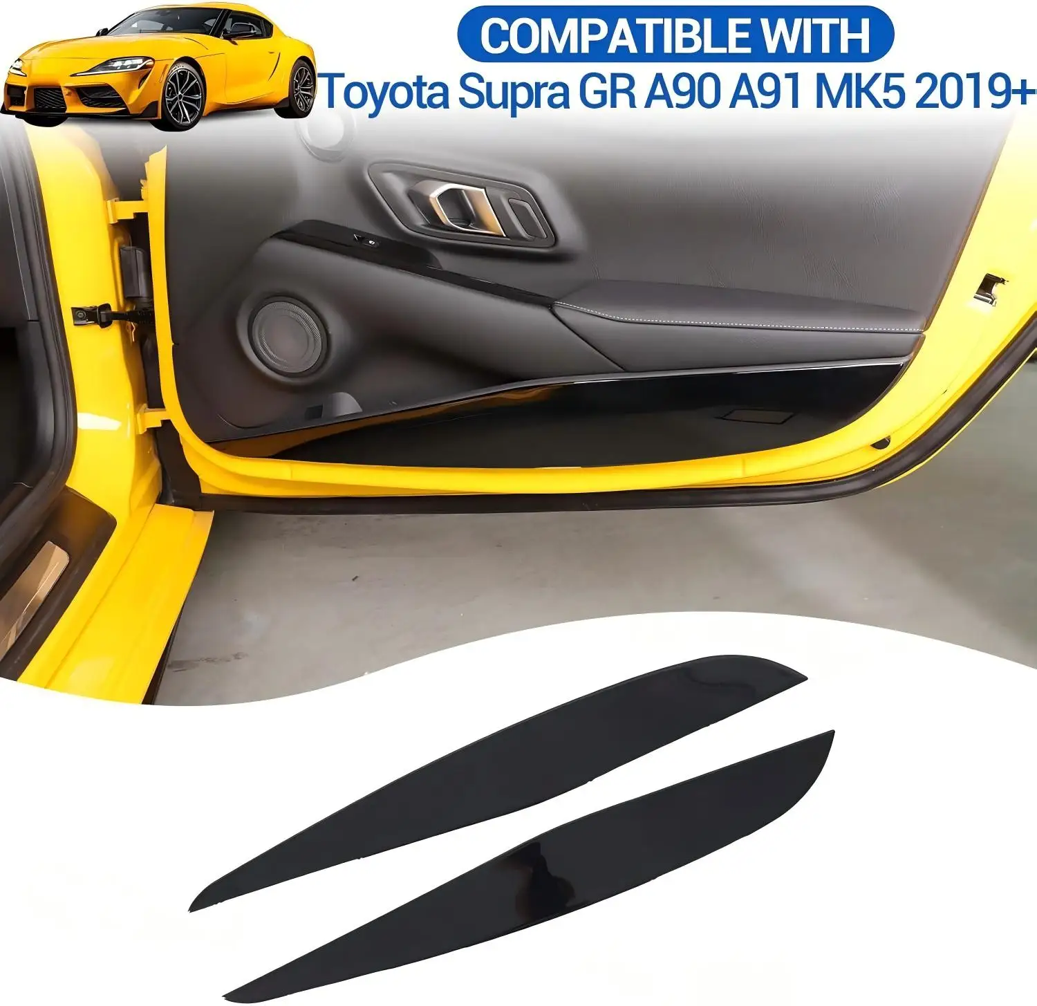 

Для Toyota Supra A90 MK5 2019-2025: Накладка из карбона на внутреннюю дверную панель, защита от ударов, декоративная отделка, аксессуары для интерьера автомобиля, наклейка