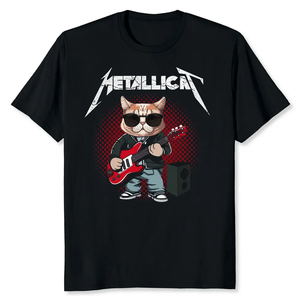 Metallicat Music Funny Parody Cat Lovers Concert T-Shirt For Men Clothing Women Tees Y2K Tops Unisex Summer Short Sleeve