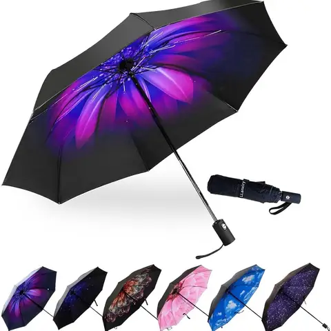 Compact Travel Umbrella,Windproof Waterproof Stick Umbrella Anti-UV Protection Golf Umbrellas