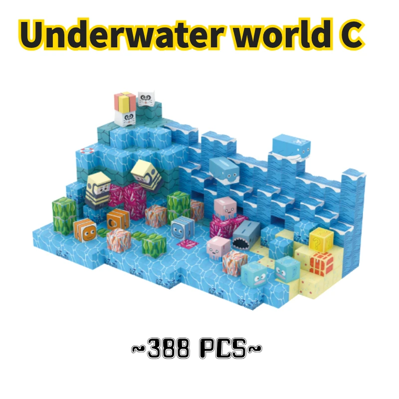 Underwater World Magnetic Building Blocks Sensory Stacking Toy for Kids Birthday Gift Stacking Block Cube with Magnetic building