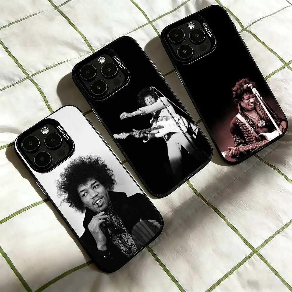 

G-Guitarist Jimi HendrixS Phone Case For iPhone 17,16,15,14,13,12,11 Plus,Pro Max,XS,Colorful Silver Black Cover