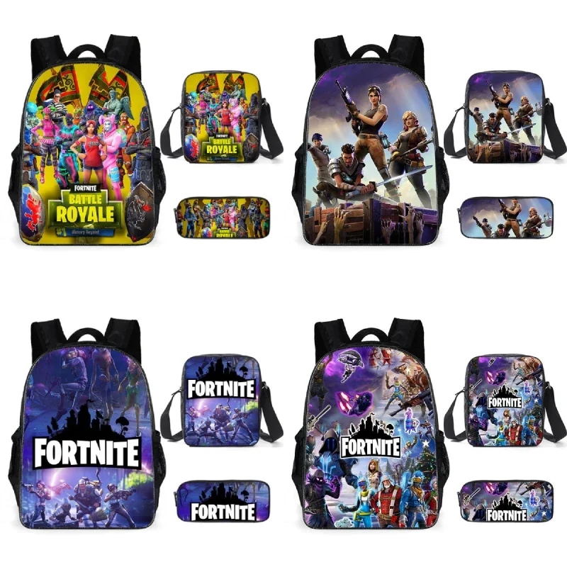 3pcs/set Fortnition Cosplay Backpacks Anime Games Cosplay Schoolbag Shoulder Bags Pencil Case Boys Girls Student Stationery Bag