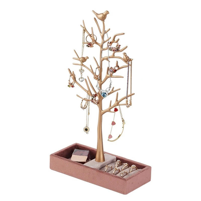 Bird Tree Necklace Jewelry Stand Nordic Light Luxury Flannel Ring Jewelry Stand Earring Storage Necklace Stand, Fine Workmanship