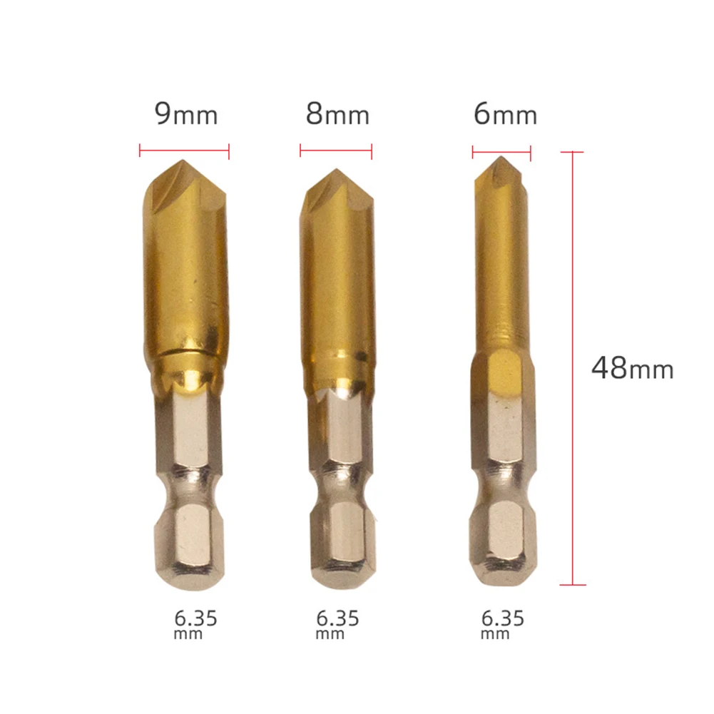Mata bor Countersink kinerja tinggi 6 ukuran sempurna untuk pengeboran ke dalam kayu plastik aluminium dan bahan lebih banyak