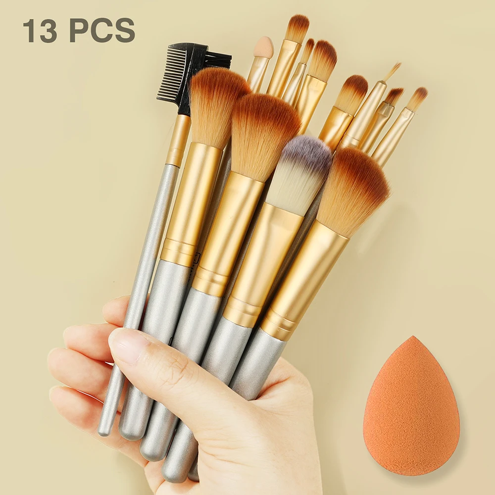 

13 Pcs Makeup Brushes Set Cosmetics Concealer Brush Blush Powder Eye Shadow Kabuki Foundation Brush Makeup Sponge Beauty Tools