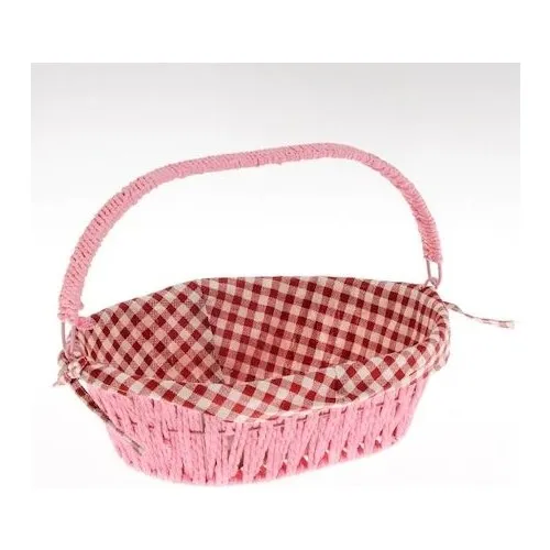 Fame Kitchen Straw Should Keep Pink Rectangle Knitted Bread Basket