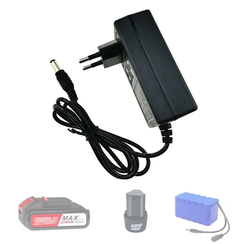 12.6V 2A 21V 1A 18650 Lithium Battery Charger for 12V 18V Screwdriver Wrench Li-ion Battery Pack with DC 5.5mm*2.1mm 2.5mm Input