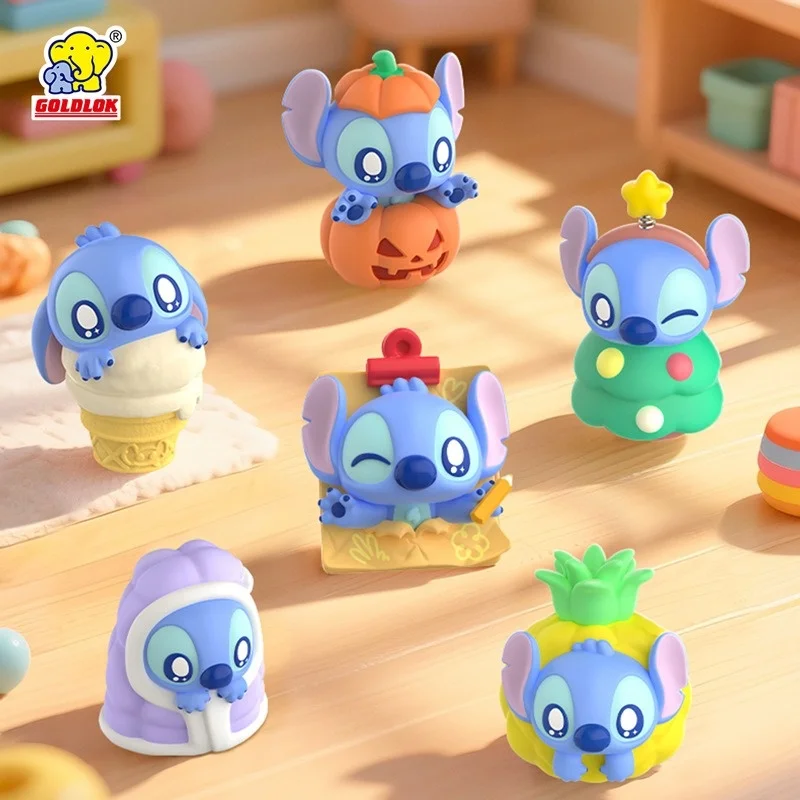 Magnet Kulkas Seri Stitch Lucu Asli Blind Box Figurine Meja Kerja Unik Hadiah Ulang Tahun Natal Tahun Baru