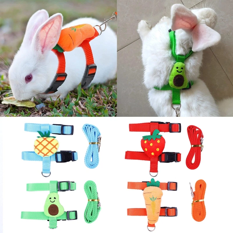 Rabbit Harness and Leash Set Adjustable for Small Animals Ferrets Piggies Hedgehogs Outdoor Walking Cute Decorations