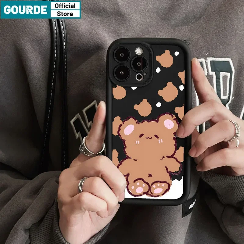 Gourde Funny Cute Casing Anime Bear Pattern Phone Case for Iphone 15 14 12 13 11 Pro Max IP 7 8 Plus Iphon X XS XR Xs Max image 4