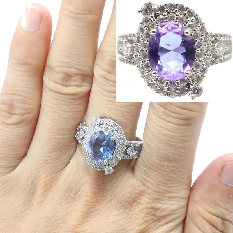 Buy 3 Get 1 Free 20x17mm Anniversary Zultanite Color Changing Alexandrite Topaz White CZ Woman's Present Silver Rings