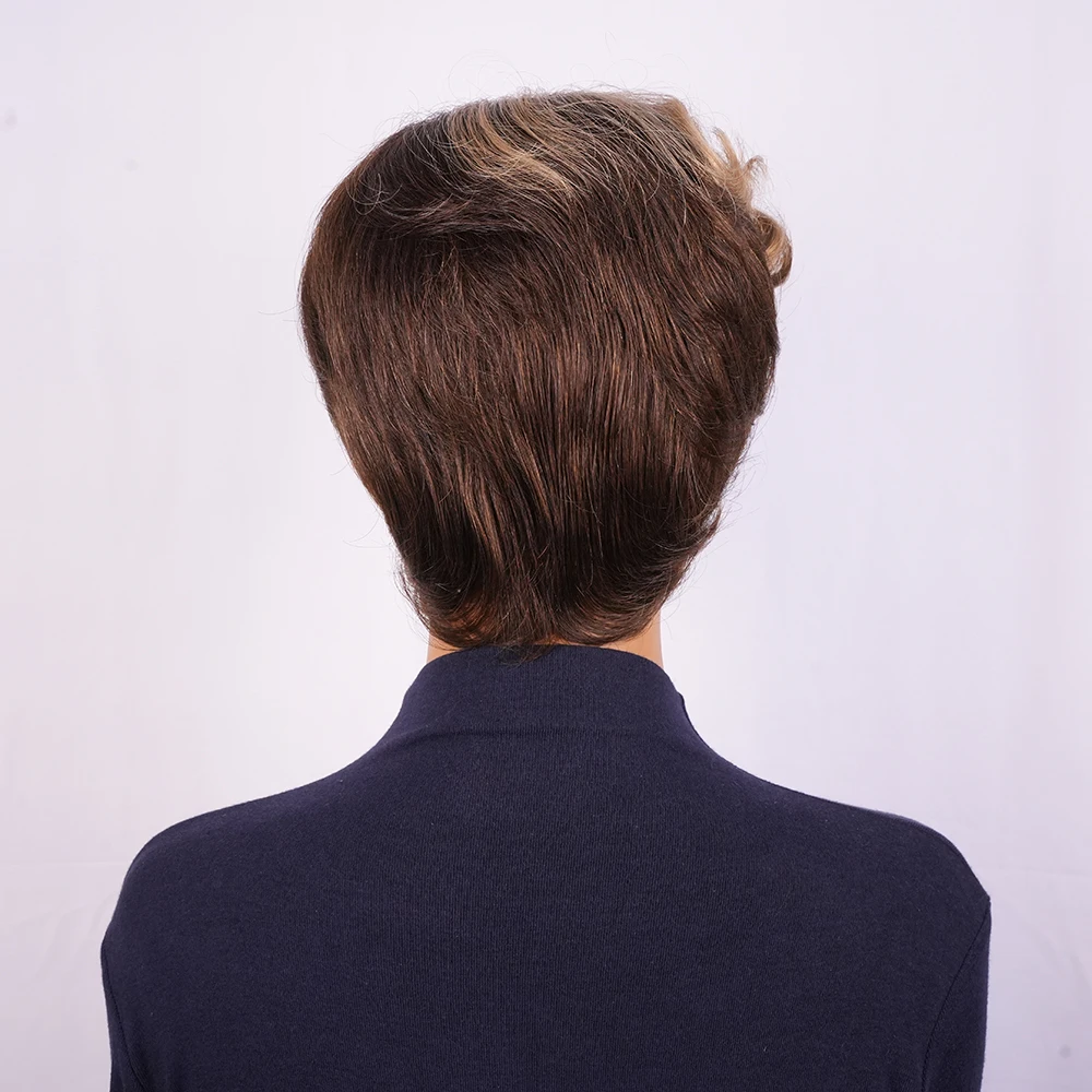 شقراء براون أومبير قصيرة عابث قطع الباروكات شعر الإنسان مجعد الباروكات مع الانفجارات قبل قطعها للنساء الشعر البرازيلي آلة صنع قبعة