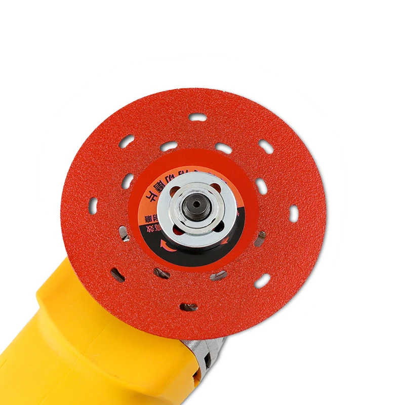 Lama per sega per taglio e molatura con sabbia diamantata 1PC Dissipazione del calore multi-foro Lama per taglio e molatura con piastra di roccia multi-foro rossa