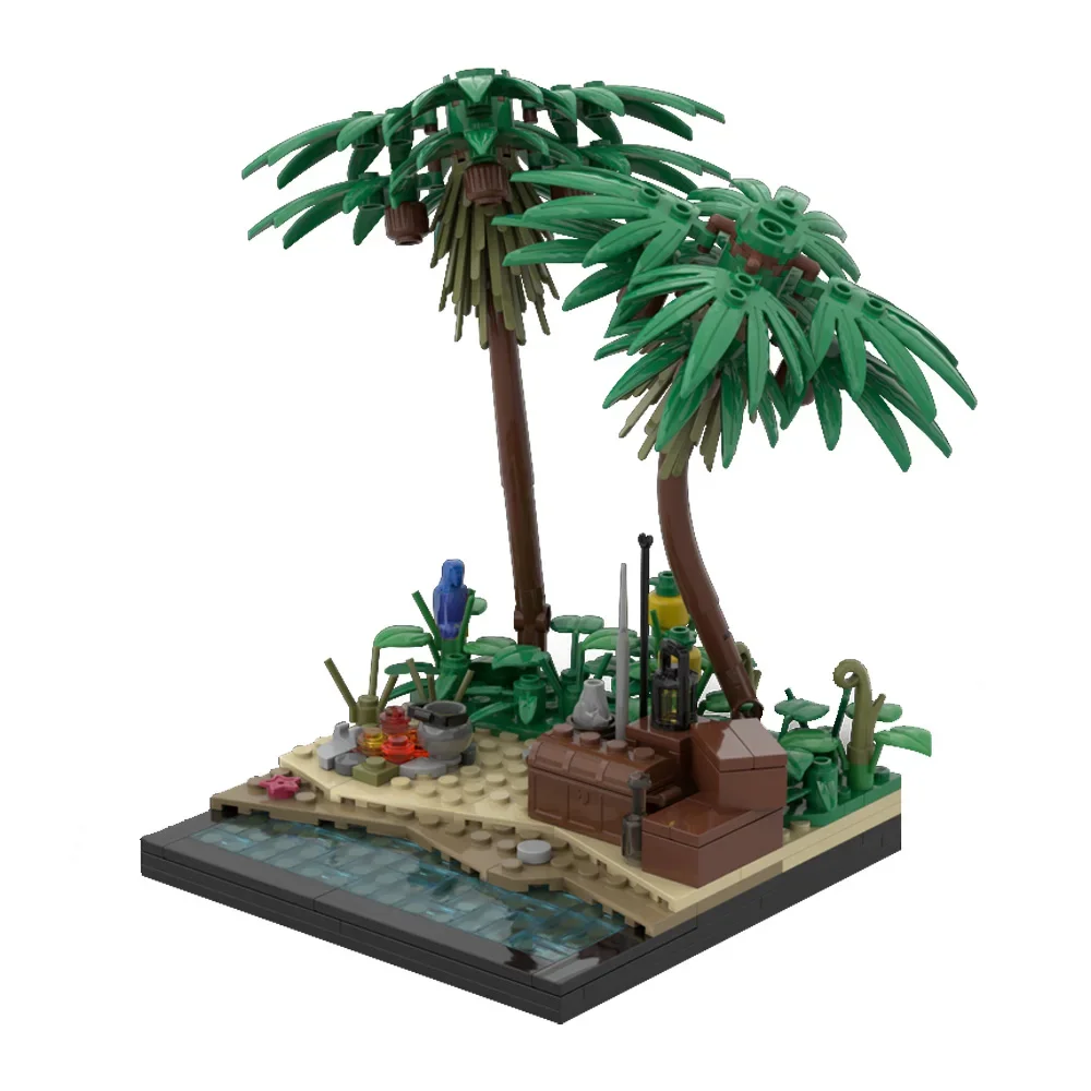 

MOC-213251 A tropical island beach Buliding Blocks Model A tropical island beach Street View Bricks Assembly Toys Kids DIY Gifts
