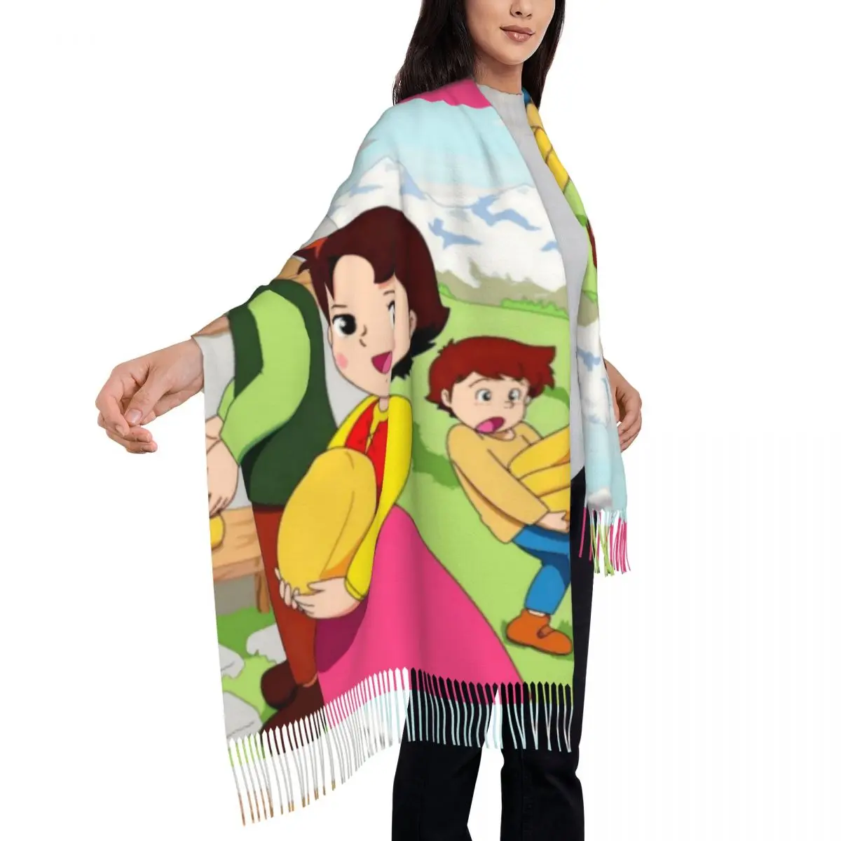 Personalized Print Heidi With Peter Help Her Grandfather Scarf Women Men Winter Warm Scarves Snow Alps Mountain Shawl Wrap view 4