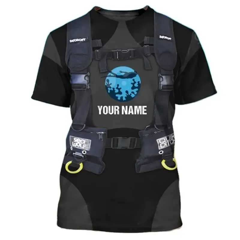 

Hot Selling Diving Series Pattern Print Summer Men's Hip-Hop Round Neck T-Shirt Casual Short Sleeved Fashionable Street Clothing