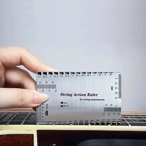 1PC 스테인레스 스틸 문자열 눈금자 문자열 액션 게이지 문자열 액션 게이지 기타 우쿨렐레베이스 용 Luthiers 용 기타 수리 도구