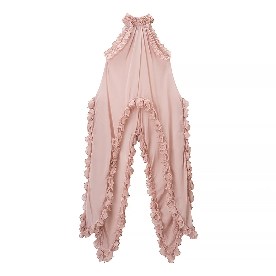 2025 Holiday Style Summer Women's Skirt Set Bohemian Beach Casual Outfits Irregular Ruffle Vest + Mini Skirt 2-Piece Set