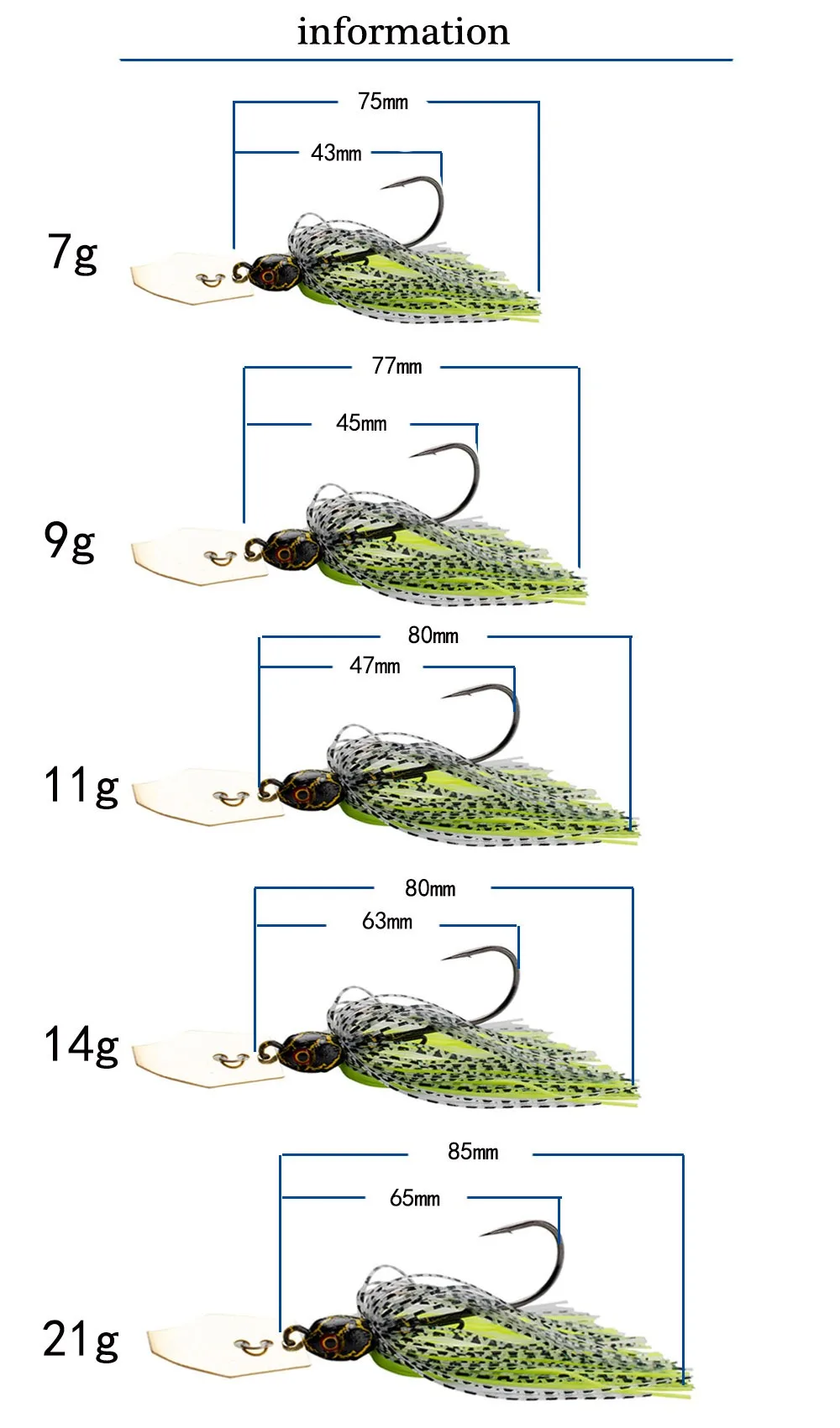 Angelköder Chatterbait Spinnerbait 7G/9G/11G/14G/21G Spinnerbait Jig DancerBlade Jig Dancer Buzzbait Wobbler Chatterbait – Detail 4