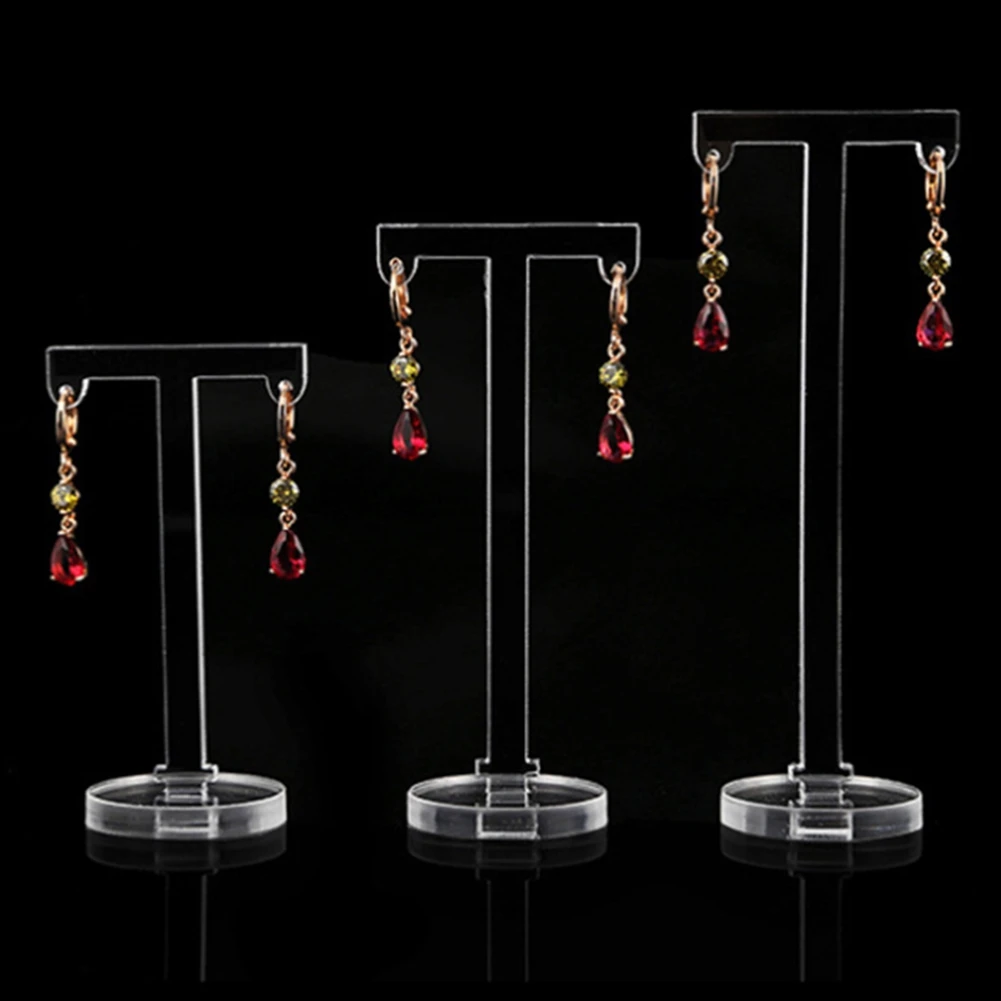 Super Deals 3Pcs Acrylic T Shape Earring Display Earring Holder Earring Stand Jewelry Organizer Earring Jewellery Showing image 2