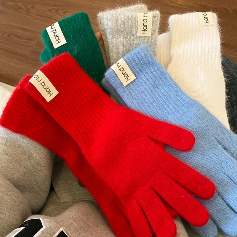 Women Wool Cashmere Gloves Cable Knit Touchscreen Finger Hole Wool Touchscreen Mittens Thick Warm Cycling High Quality Glove