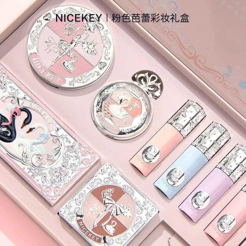 Kosmetiksets, Ballett-Make-up, Geschenkbox, Wangenrouge, rote Lippenglasur, Lidschatten, professioneller Concealer, Bronzer, alles in einem Geschenk für Mädchen