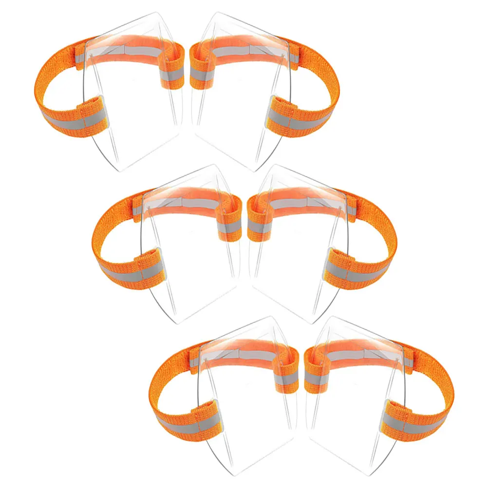 

6pcs Arm Badge Wallets Adjustable Horizontal Armband ID Holders PVC Transparent Straps Waterproof Ski Work Accessories Orange