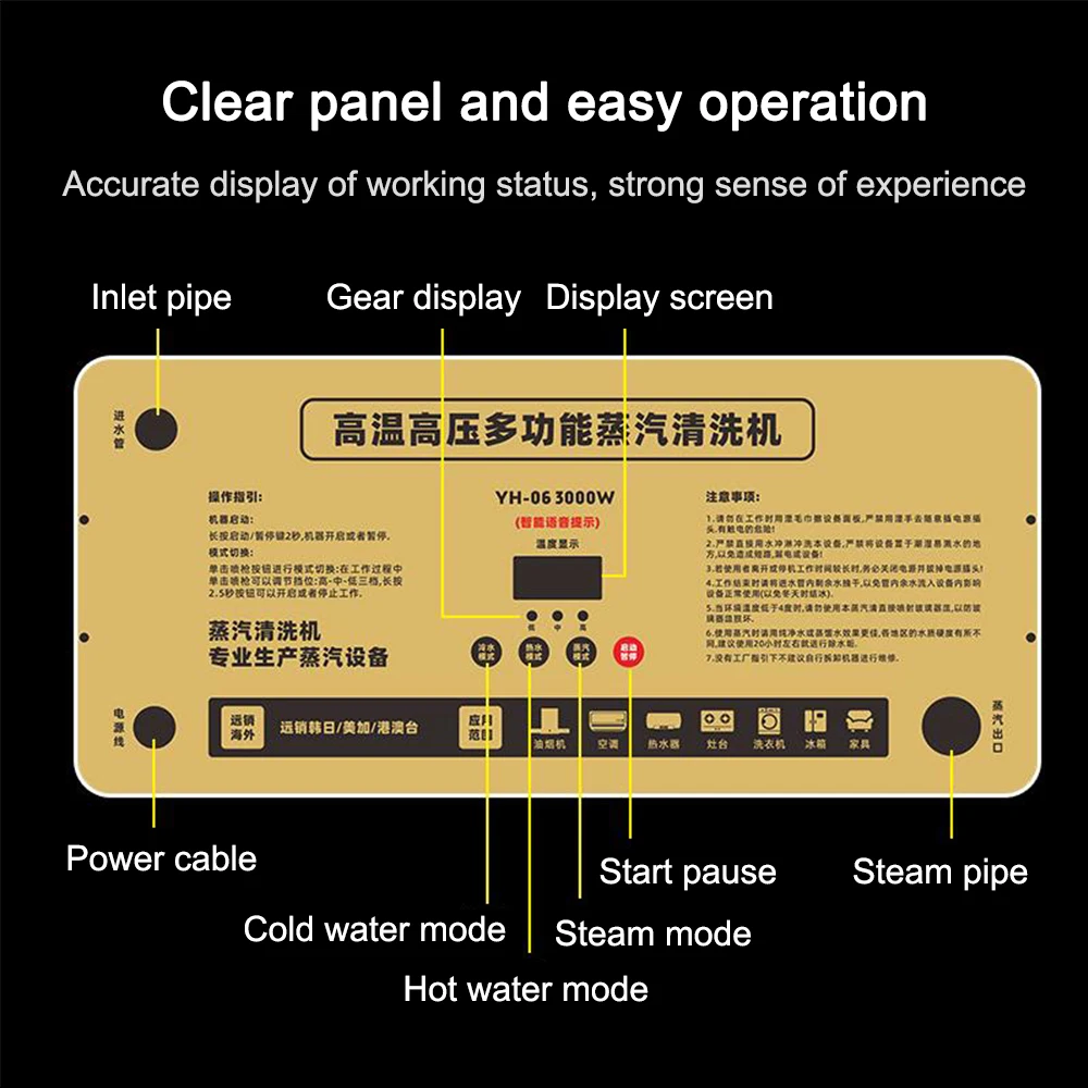 DIVEDEER High Pressure Steam Cleaner Commercial Air Conditioning Kitchen Hood Car Steaming Cleaner Used With Alkaline Cleaning