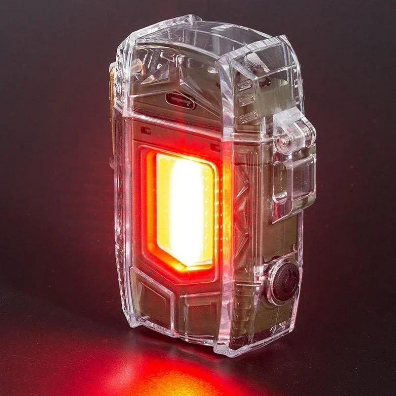 Plasma USB Electric Double Arc Flashlight Flameless Transparent Shell Outdoor Windproof Waterproof Cigar Lighter Gift for Men