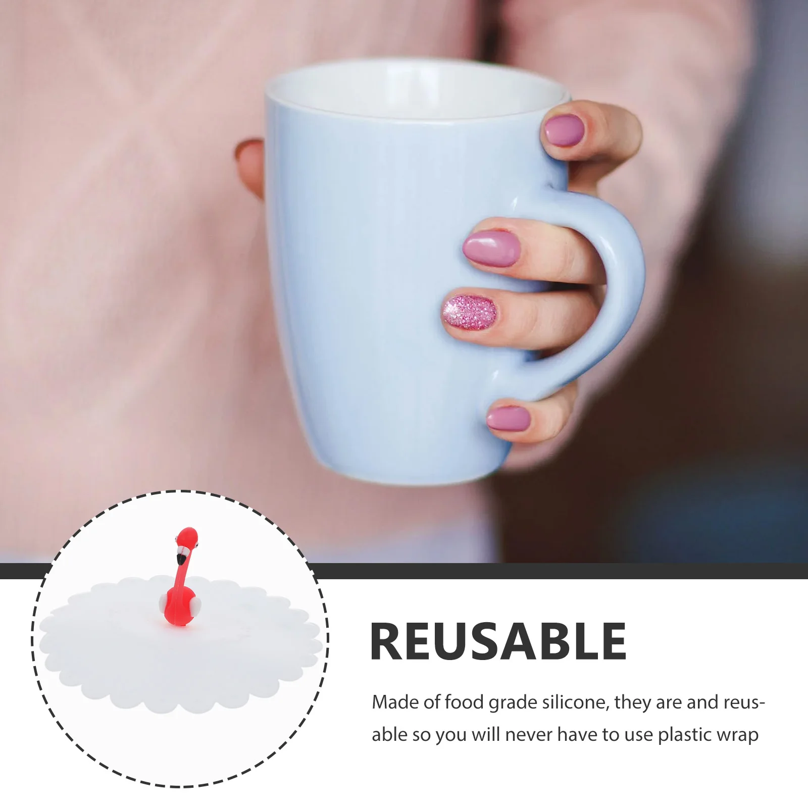 

11 Cm Flamingo Cup Lid Silicone Drinking Drinkig Lids Coffee Cups for Mug Dust-proof Travel