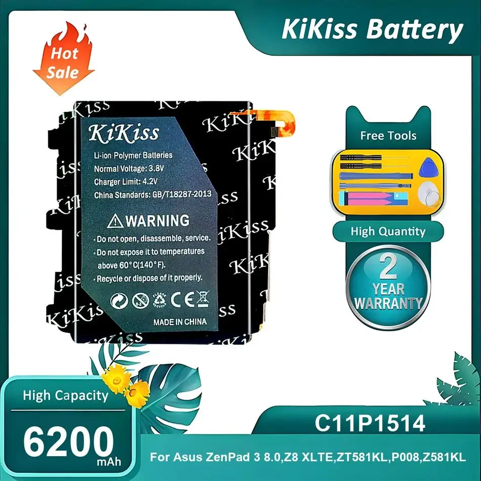 

Brand New Tablet Battery For Asus ZenPad 3 8.0,Z8 XLTE,ZT581KL,P008,Z581KL,C11P1514,6200mAh