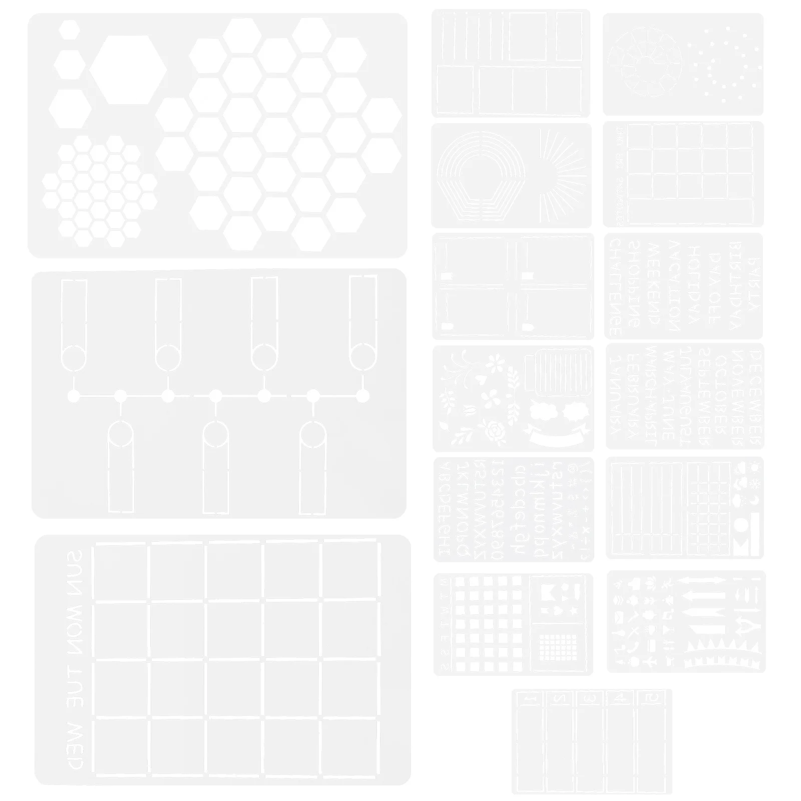 

16Pcs Journal Stencils Easy Wipe Clean Multipattern DIY Art Supplies Planner Accessories Crafting Painting Stencils