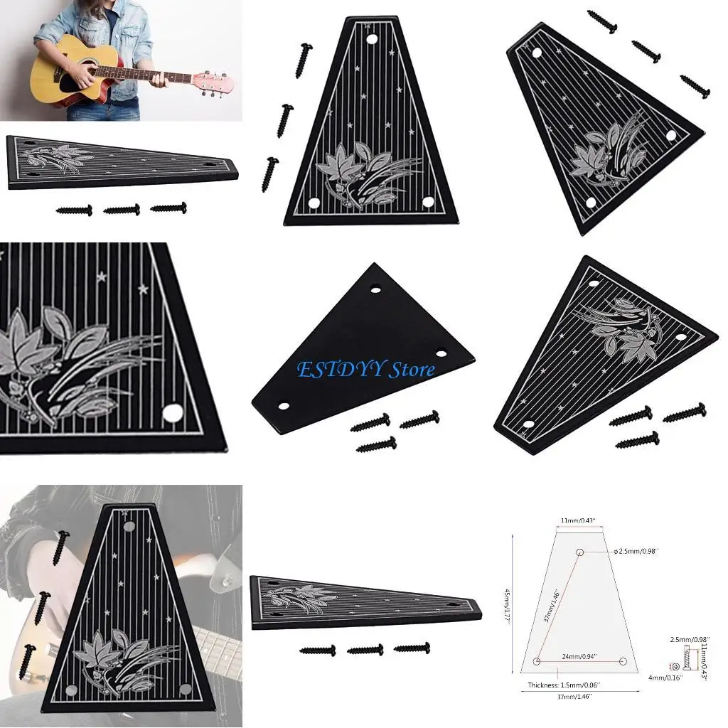 

G6DE Stopper Rod Cover, 3 Pieces Mounting Screws for Jackson Electric Bass, Black