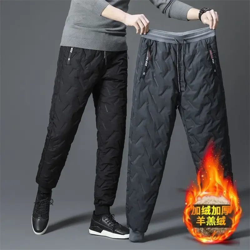 2023 Winter Lambswool Warm Pants Thicken Men Loose Jogger Fleece Pants Casual Long Track Windproof Waterproof Thermal Trousers