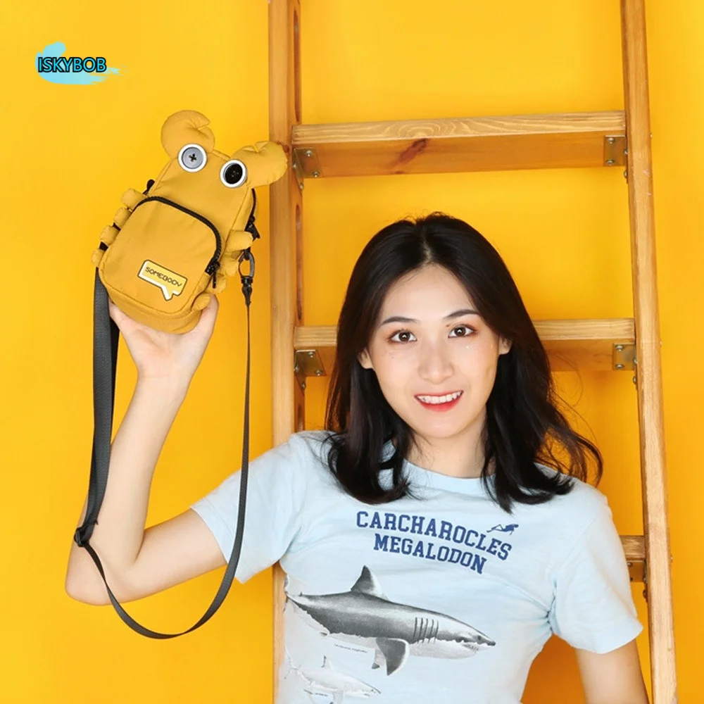 

Casual Crab Shoulder Bag Oxford Cloth Cartoon Canvas Crossbody Bag Adjustable Strap Storage Purse Mobile Phone Pouch Outdoor
