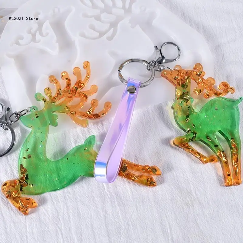 for Creative Christmas Resin Molds Handmade Elk Reindeer Ornament Molds DIY Crafts Gift for for Keychain Decoration Pend