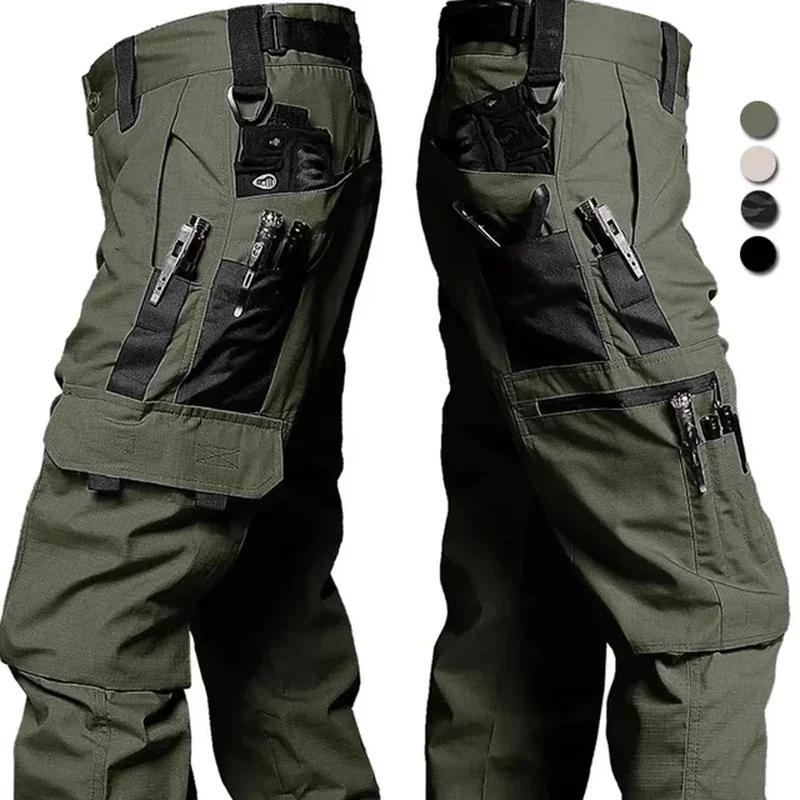 Mens Cargo Pants Summer Tactical Cropped Trousers Hunting Outdoor Waterproof Multi-pocket Bermudas Pants Camo Ripstop Hiking