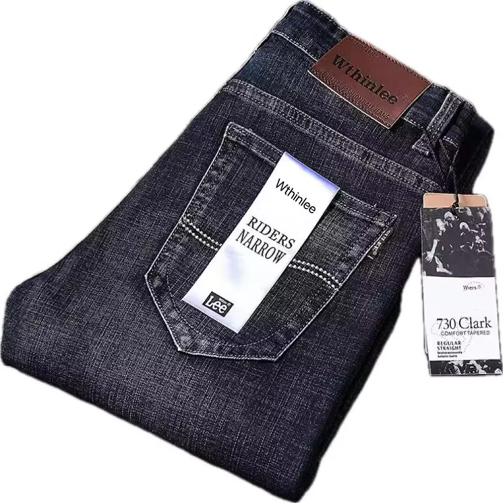 Jeans Casual da lavoro classici da uomo di alta qualità retrò Slim Stretch Jeans da uomo pantaloni in cotone ricamo Jeans Homme pantaloni in Denim