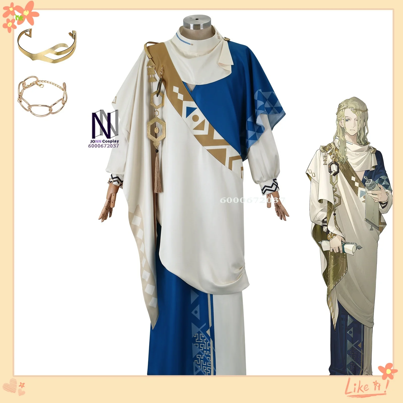 

Game Reverse: 1999 Thirty Seven Cosplay Costume Anime 37 Role Playing Clothes White Dress with Cape for Women Comic Con Outfit