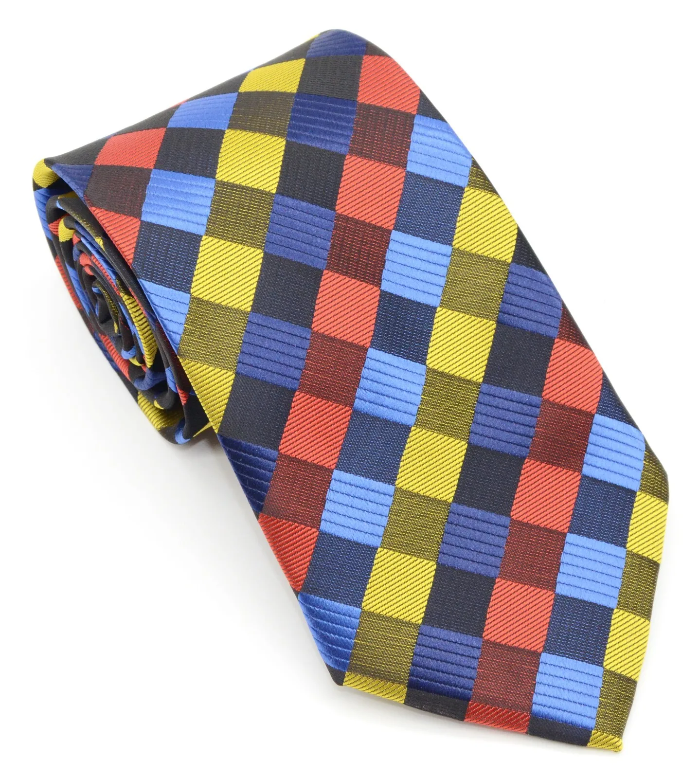 New Classic Men's Silk Tie Plaids&Checks Blue Yellow Red JACQUARD WOVEN Handmade Silk Men's Tie Necktie