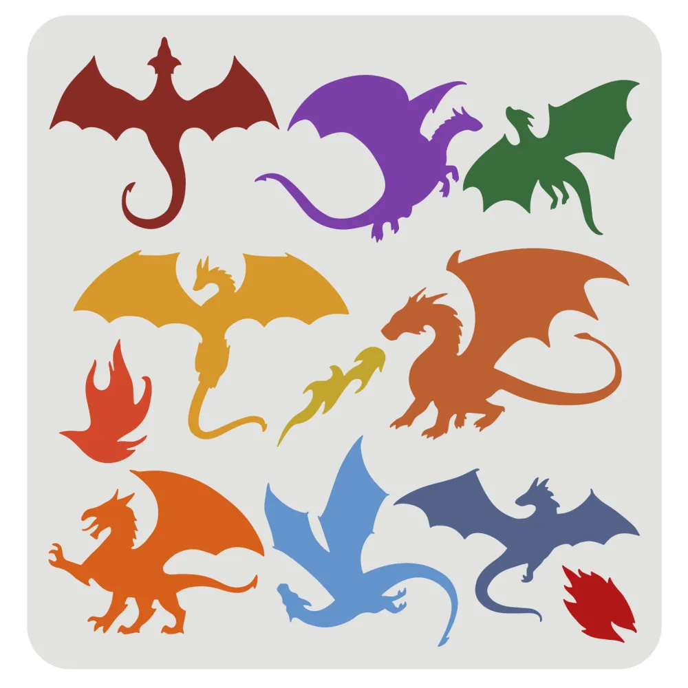 

Dragon Stencils Plastic Pterosaur Drawing Reusable Flying Dragons with Wings Stencil for Painting on Wood Floor Wall Home Decor