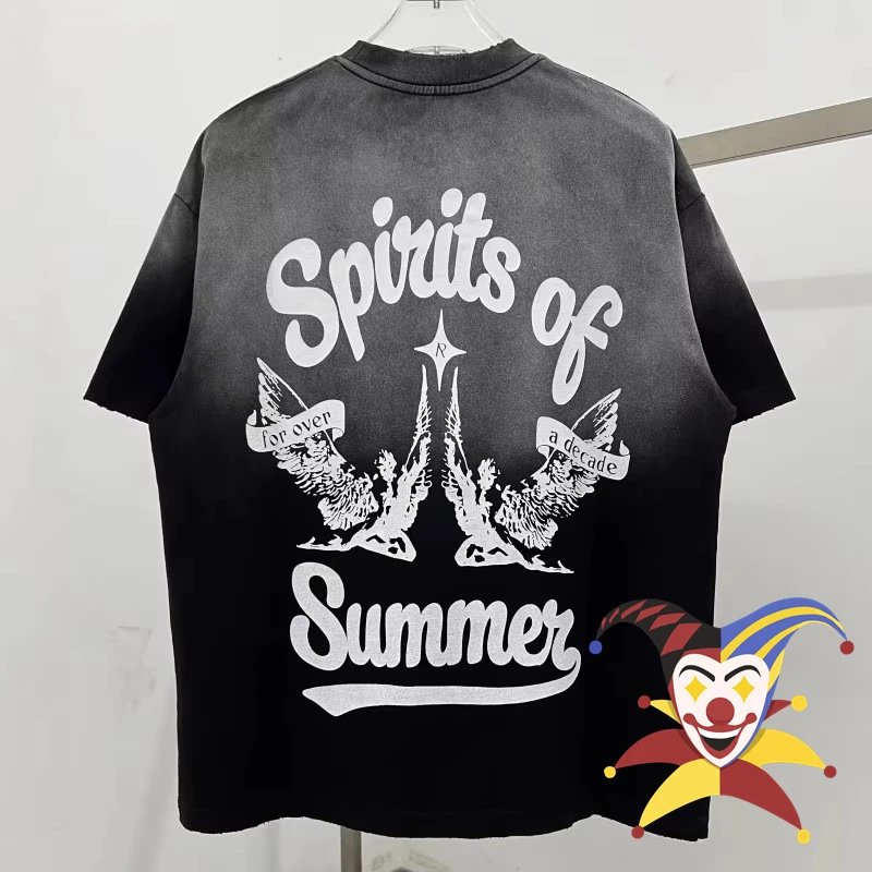 2025ss Embroidery tie-dyed Angel letter print T Shirt Men Women Oversized T-shirt Top Tees